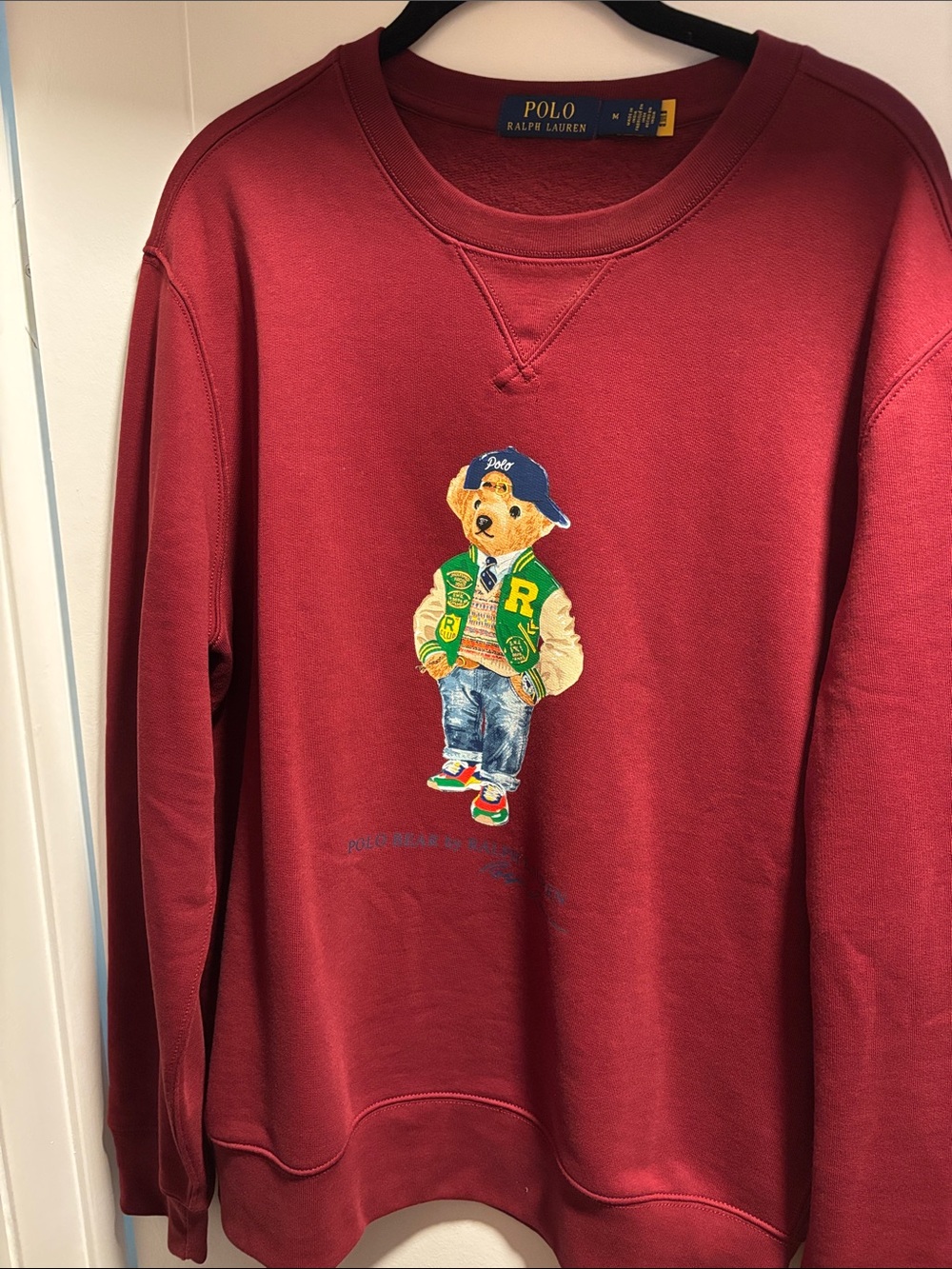 Polo by Ralph Lauren Burgundy Bear Crewneck Sweatshirt